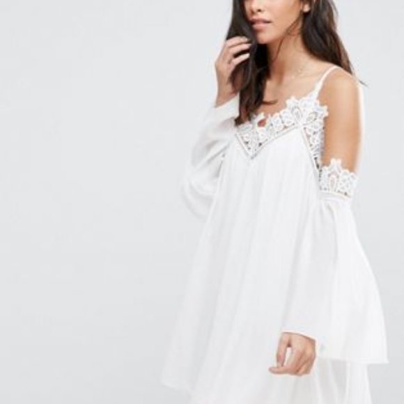 Parisian Cold Shoulder Smock Dress NAVY - Picture 3 of 4